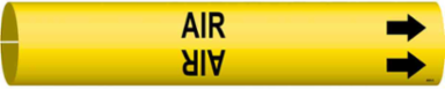 AIR Pipe Marker Fits Pipes 2.5 Inch to 3.875 Inch, Black on Yellow, Durable Plastic