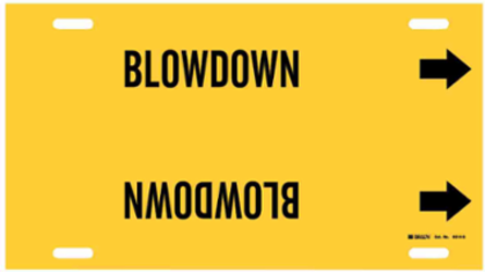 Blowdown Pipe Marker, 10 Inch H x 24 Inch W, Fits Pipes 8 Inch to 9.875 Inch Dia.