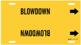 Blowdown Pipe Marker, 10 Inch H x 24 Inch W, Fits Pipes 8 Inch to 9.875 Inch Dia.