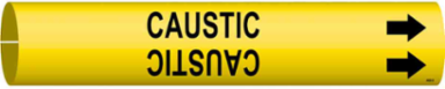 CAUSTIC Pipe Marker, 2.8125 Inch H x 2.8125 Inch W, Fits Pipes 4 Inch to 6 Inch Diameter