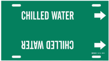 Chilled Water Pipe Marker, 10" H x 32" W, Fits Pipes 10" Dia. Thru 15" Dia.