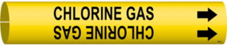 CHLORINE GAS Pipe Marker, 0.8125" H x 0.8125" W, Fits Pipes 0.75" Dia. Thru 1.375" Dia.