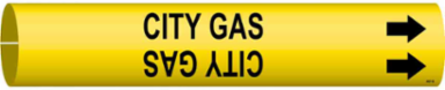 CITY GAS Pipe Marker, 0.875" H x 0.875" W, Fits Pipes 1.5" Dia. Thru 2.375" Dia.