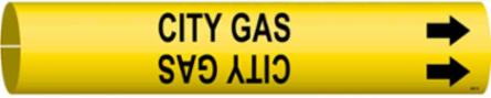 CITY GAS Pipe Marker, 2.8125" H x 2.8125" W, Fits Pipes 4" Dia. Thru 6" Dia.
