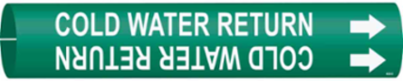 Cold Water Return Pipe Marker, 2.8125" H x 2.8125" W, Fits Pipes 4" Dia. Thru 6" Dia.