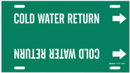 Cold Water Return Pipe Marker, 10" H x 24" W, Fits Pipes 8" Dia. Thru 9.875" Dia.