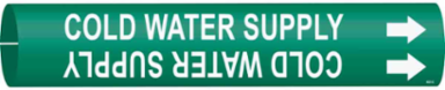 Cold Water Supply Pipe Marker, 2" H x 2" W, Fits Pipes 2.5" Dia. Thru 3.875" Dia.