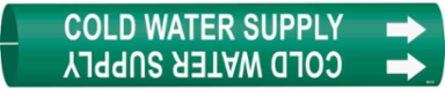 Cold Water Supply Pipe Marker, 2.8125" H x 2.8125" W, Fits Pipes 4" Dia. Thru 6" Dia.
