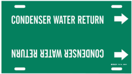 Condenser Water Return Pipe Marker, 10" H x 32" W, Fits Pipes 10" Dia. Thru 15" Dia.