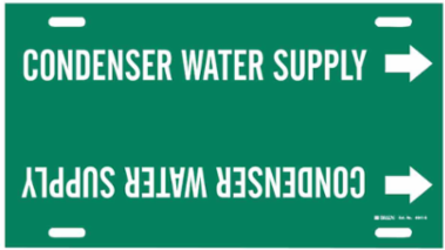 Condenser Water Supply Pipe Marker, 10" H x 24" W, Fits Pipes 8" Dia. Thru 9.875" Dia.