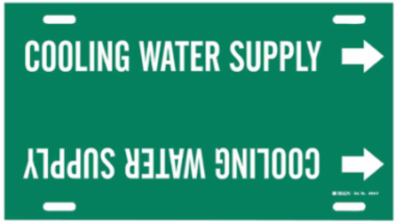 Cooling Water Supply Pipe Marker, 8" H x 16" W, Fits Pipes 6" Dia. Thru 7.875" Dia.