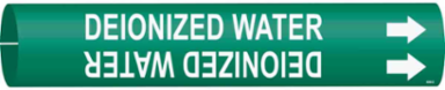 Deionized Water Pipe Marker, 2.8125" H x 2.8125" W, Fits Pipes 4" Dia. Thru 6" Dia.
