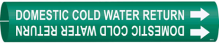 Domestic Cold Water Return Pipe Marker, 0.875" H x 0.875" W, Fits Pipes 1.5" Dia. Thru 2.375" Dia.