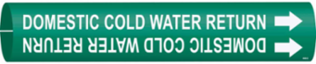 Domestic Cold Water Return Pipe Marker, 2.8125" H x 2.8125" W, Fits Pipes 4" Dia. Thru 6" Dia.