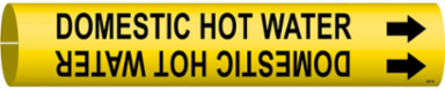 Domestic Hot Water Pipe Marker, 0.875" H x 0.875" W, Fits Pipes 1.5" Dia. Thru 2.375" Dia.
