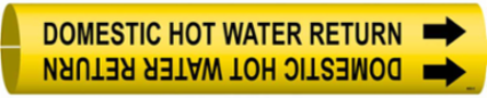 Domestic Hot Water Return Pipe Marker, 2" H x 2" W, Fits Pipes 2.5" Dia. Thru 3.875" Dia.