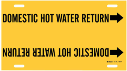 Domestic Hot Water Return Pipe Marker, 8" H x 16" W, Fits Pipes 6" Dia. Thru 7.875" Dia.