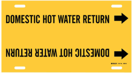 Domestic Hot Water Return Pipe Marker, 10" H x 24" W, Fits Pipes 8" Dia. Thru 9.875" Dia.