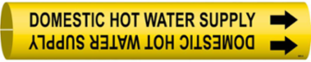 Snap-On Pipe Marker: DOMESTIC HOT WATER SUPPLY0.8125" H x 0.8125" W, Fits Pipes 0.75" Dia. Thru 1.375" Dia.
