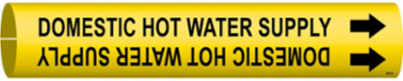 Domestic Hot Water Supply Pipe Marker, 0.875" H x 0.875" W, Fits Pipes 1.5" Dia. Thru 2.375" Dia.