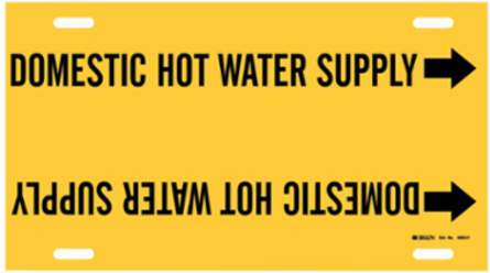 Domestic Hot Water Supply Pipe Marker, 8" H x 16" W, Fits Pipes 6" Dia. Thru 7.875" Dia.