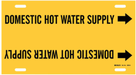 Domestic Hot Water Supply Pipe Marker, 10" H x 24" W, Fits Pipes 8" Dia. Thru 9.875" Dia.