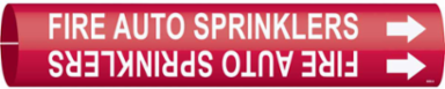 FIRE AUTO SPRINKLERS Pipe Marker, Fits Pipes 0.75" Dia. Thru 1.375" Dia.