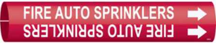 FIRE AUTO SPRINKLERS Pipe Marker, Fits Pipes 4" Dia. Thru 6" Dia.
