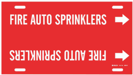FIRE AUTO SPRINKLERS Pipe Marker, 10" H x 32" W, Fits Pipes 10" Dia. Thru 15" Dia.
