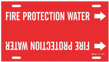 FIRE PROTECTION WATER Pipe Marker, 10" H x 32" W, Fits Pipes 10" Dia. Thru 15" Dia.