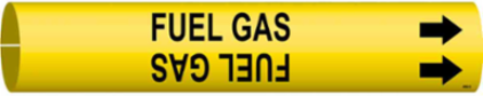 FUEL GAS Pipe Marker, 2.8125" H x 2.8125" W, Fits Pipes 4" Dia. Thru 6" Dia.