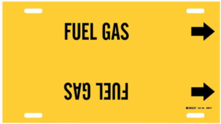 FUEL GAS Pipe Marker, 8" H x 16" W, Fits Pipes 6" Dia. Thru 7.875" Dia.