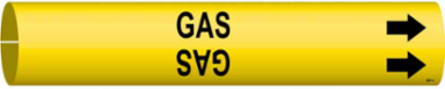 GAS Pipe Marker, 0.8125" H x 0.8125" W, Fits Pipes 0.75" Dia. Thru 1.375" Dia.