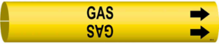 GAS Pipe Marker, 0.875" H x 0.875" W, Fits Pipes 1.5" Dia. Thru 2.375" Dia.