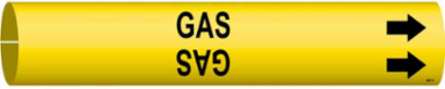 GAS Pipe Marker, 2" H x 2" W, Fits Pipes 2.5" Dia. Thru 3.875" Dia.
