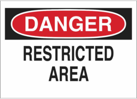 DANGER Restricted Area Sign, 10" H x 14" W x 0.035" D, Aluminum