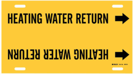 Heating Water Return Pipe Marker, 10" H x 24" W, Fits Pipes 8" Dia. Thru 9.875" Dia.