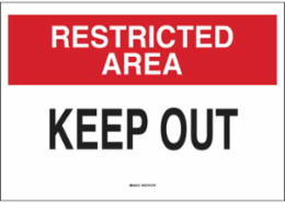 RESTRICTED AREA Keep Out Sign, 10" H x 14" W x 0.035" D