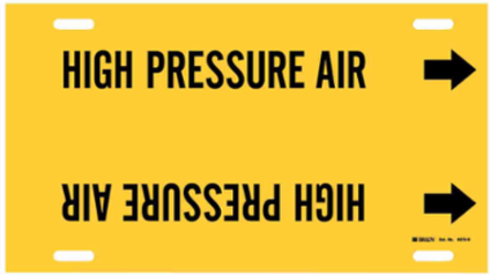 HIGH PRESSURE AIR Pipe Marker, 10" H x 32" W, Fits Pipes 10" Dia. Thru 15" Dia.