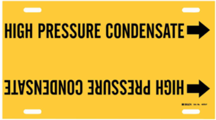 High Pressure Condensate Pipe Marker, 8" H x 16" W, Fits Pipes 6" Dia. Thru 7.875" Dia.