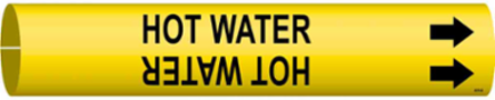 Hot Water Pipe Marker, 0.875" H x 0.875" W, Fits Pipes 1.5" Dia. Thru 2.375" Dia.
