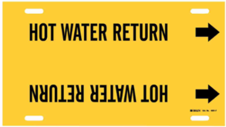 Hot Water Return Pipe Marker, 8" H x 16" W, Fits Pipes 6" Dia. Thru 7.875" Dia.