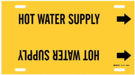 Hot Water Supply Pipe Marker, 10" H x 24" W, Fits Pipes 8" Dia. Thru 9.875" Dia.