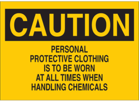 CAUTION Protective Clothing Sign, 7 Inch H x 10 Inch W x 0.035 Inch D, Aluminum