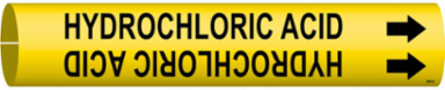 HYDROCHLORIC ACID Pipe Marker, 0.875" H x 0.875" W, Fits Pipes 1.5" Dia. Thru 2.375" Dia.