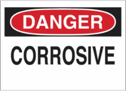DANGER Corrosive Sign, 10" H x 14" W x 0.035" D, Aluminum