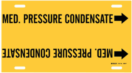 Med. Pressure Condensate Pipe Marker, 8" H x 16" W, Fits Pipes 6" Dia. Thru 7.875" Dia.