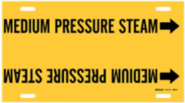 Strap-On Pipe Marker: MEDIUM PRESSURE STEAM, 10" H x 32" W, Fits Pipes 10" Dia. Thru 15" Dia.