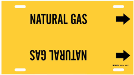 NATURAL GAS Pipe Marker, 8" H x 16" W, Fits Pipes 6" Dia. Thru 7.875" Dia.