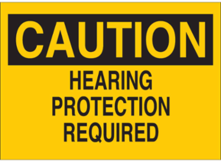 Caution Hearing Protection Required Sign, 10 Inch x 14 Inch x 0.035 Inch, Aluminum